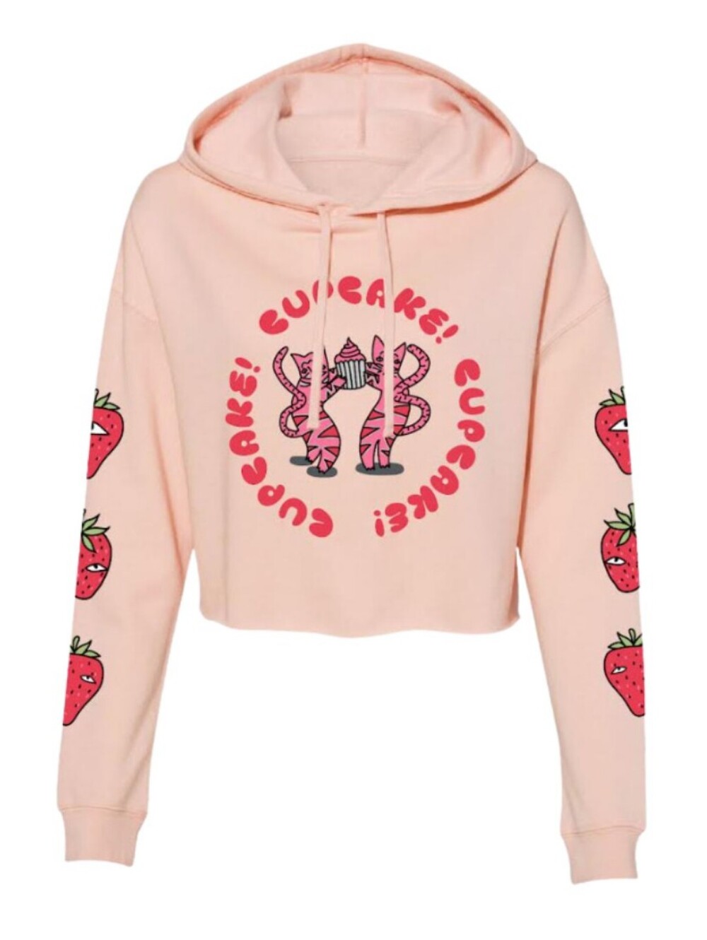Meow Wolf Cupcake Cat Crop Sweatshirt Pink Art Merch XS